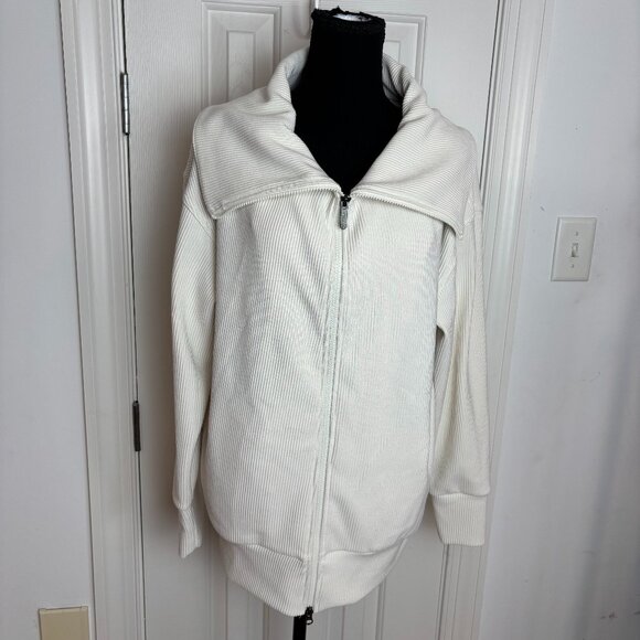 Zella Ottoman Rib Zip Jacket in Ivory Size XS - Picture 1 of 5
